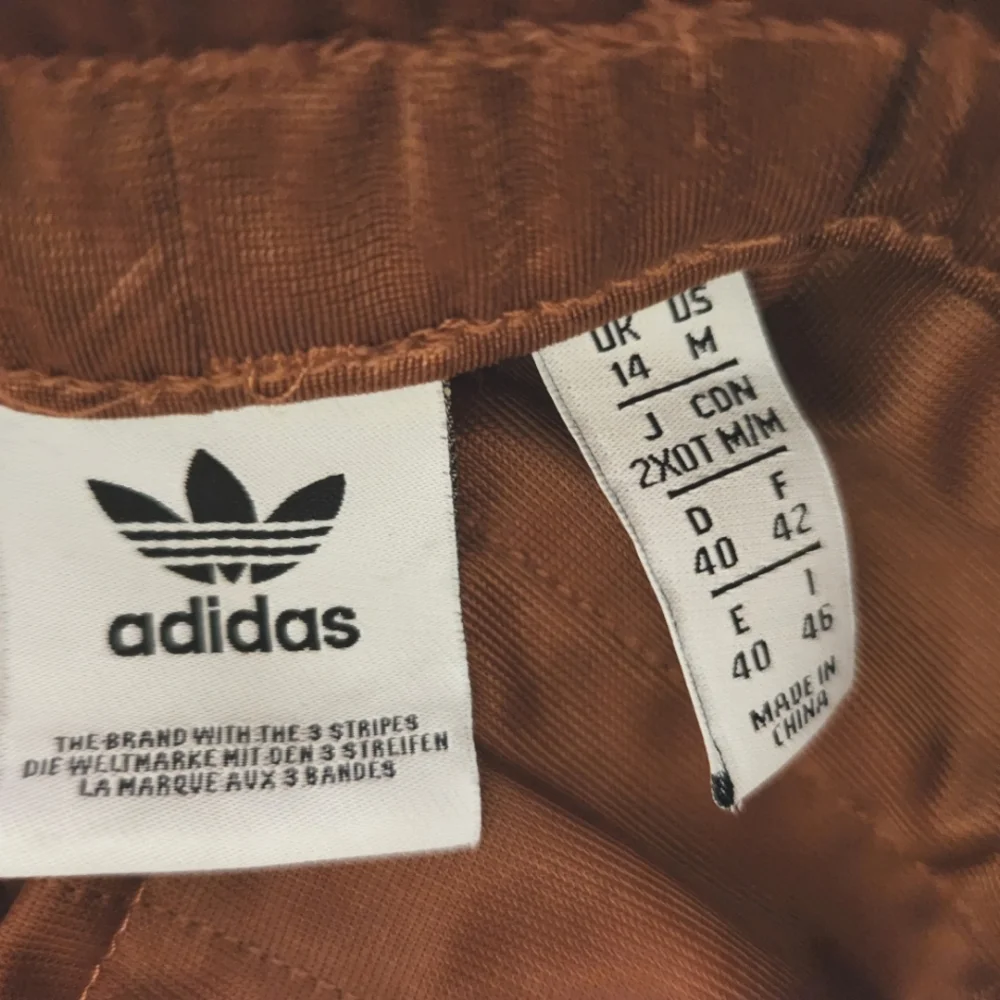 ADIDAS Wide Leg Carmel Brown Pink 3 Stripe Baggy High Rise Bell Hem Sport Pant M - Picture 11 of 16